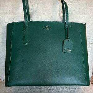 Dark green tote bad Kate Spade  with tags and matching wallet